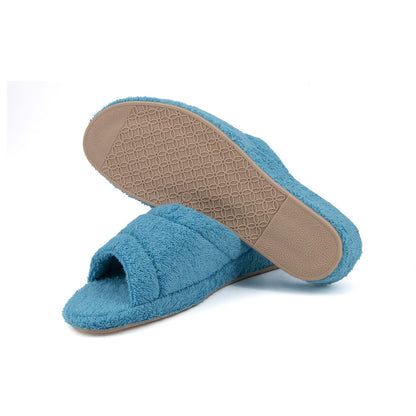 JOMIX Frottee Hausschuhe Damen Weiche Keilabsatz Pantoffeln Offen Bequeme Einfarbige Slipper Indoor
