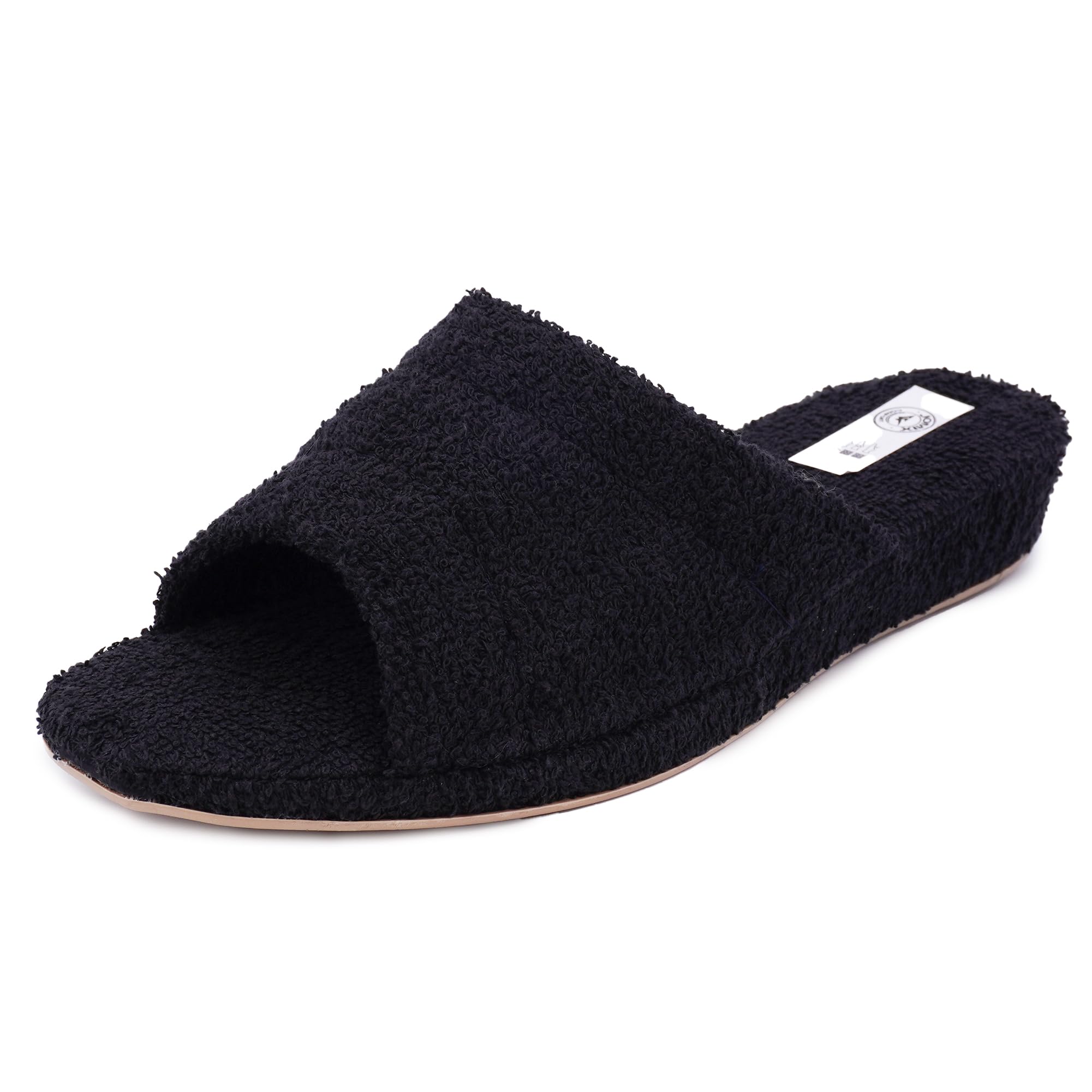 JOMIX Frottee Hausschuhe Damen Weiche Keilabsatz Pantoffeln Offen Bequeme Einfarbige Slipper Indoor