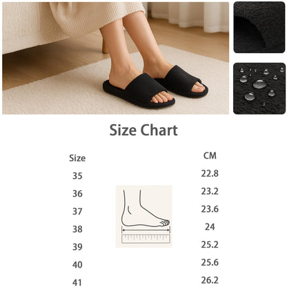 JOMIX Frottee Hausschuhe Damen Weiche Keilabsatz Pantoffeln Offen Bequeme Einfarbige Slipper Indoor