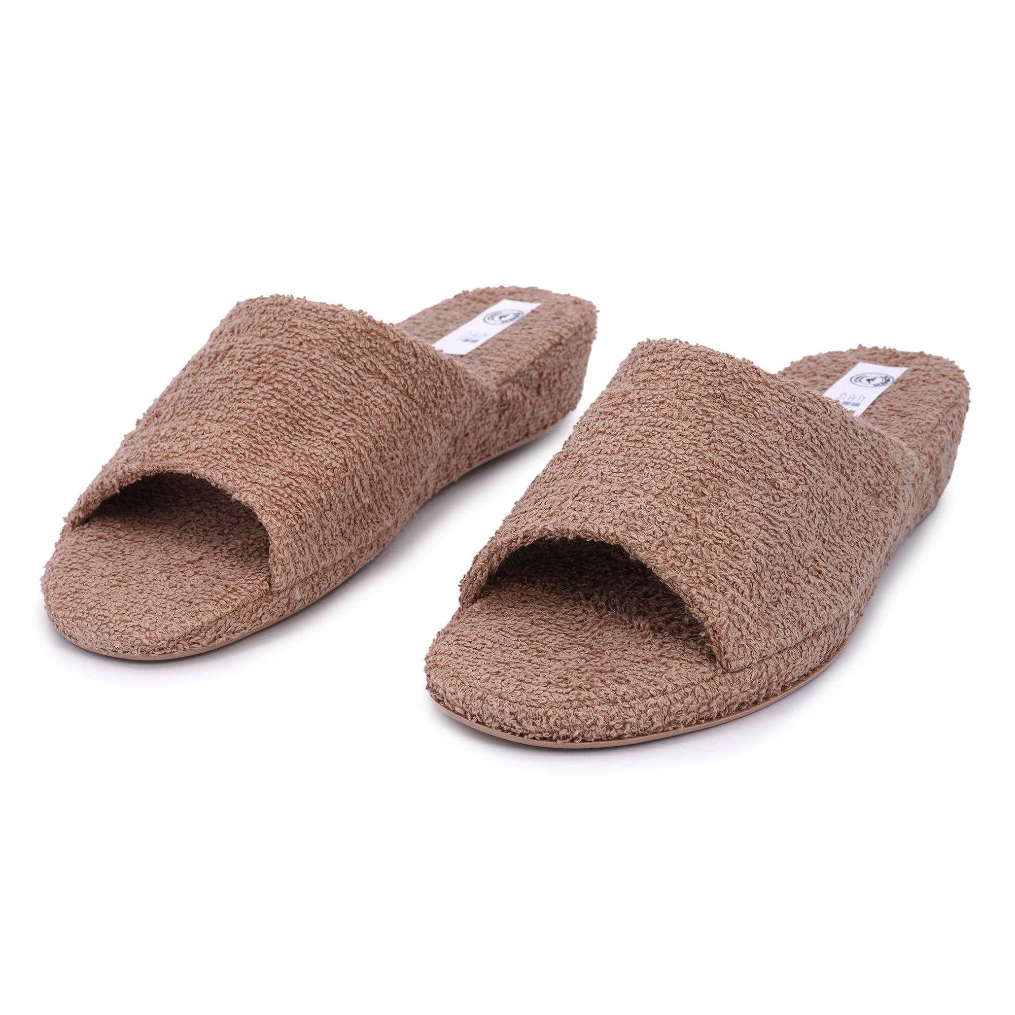 JOMIX Frottee Hausschuhe Damen Weiche Keilabsatz Pantoffeln Offen Bequeme Einfarbige Slipper Indoor