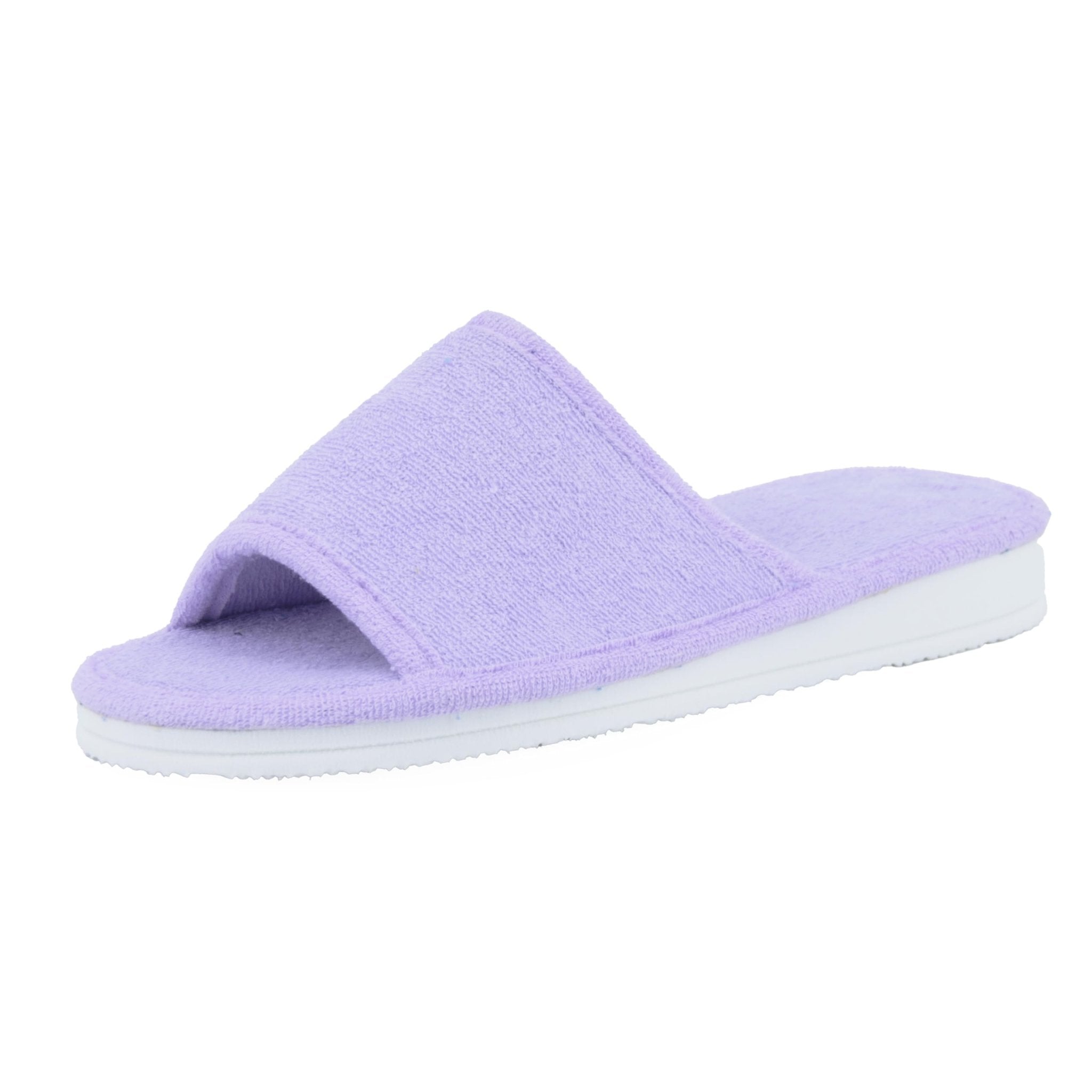 JOMIX Frottee Hausschuhe Damen Weiche Keilabsatz Pantoffeln Offen Bequeme Einfarbige Slipper Indoor