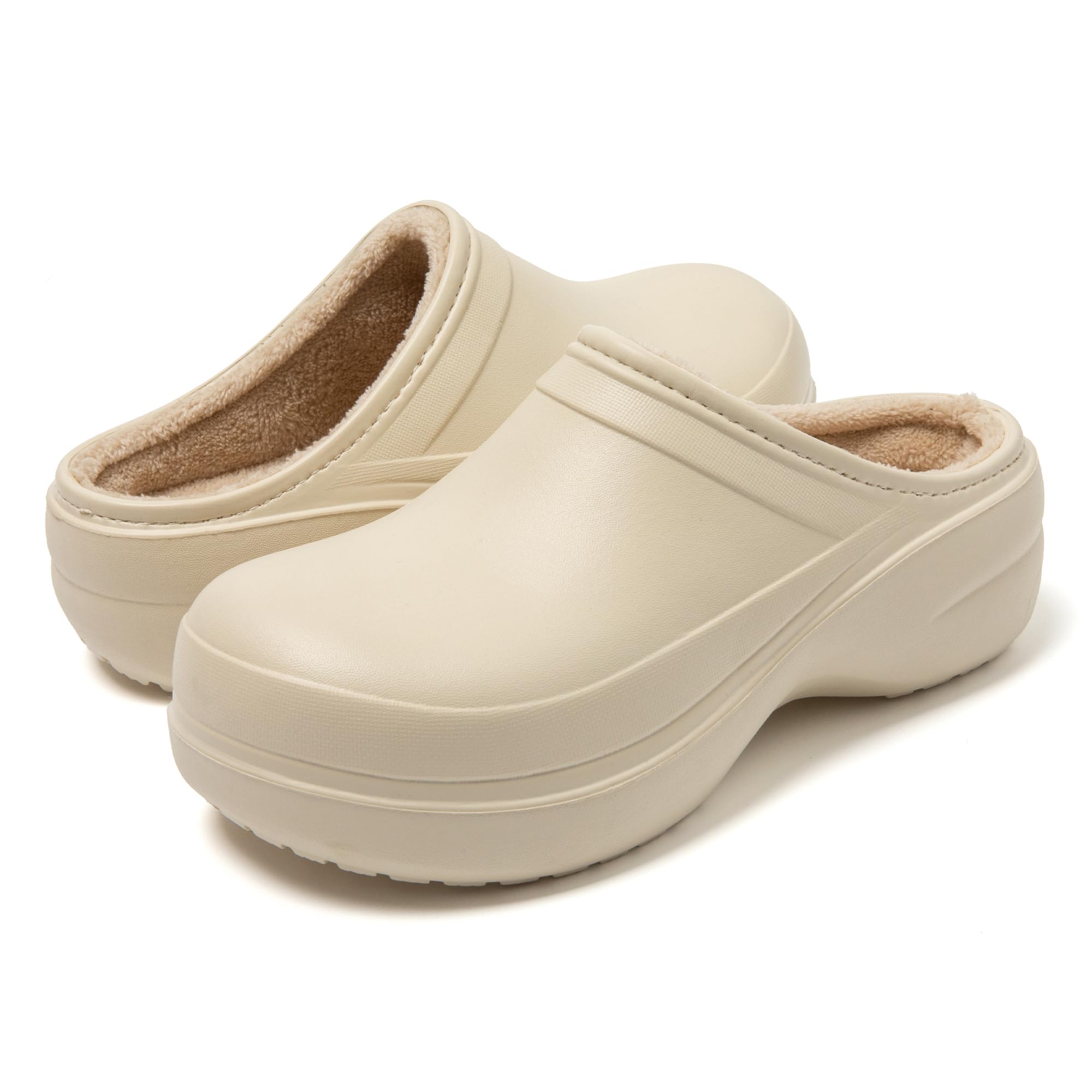 JOMIX Gefütterte Clogs Damen Hausschuhe Orthopädische Pantoletten Plüsch Pantoffeln Schlappen Winter Taumelschuhe Sandalen