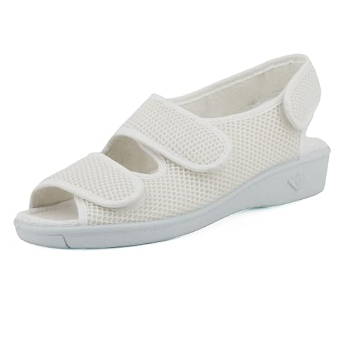 JOMIX Gesundheitsschuhe Damen Orthopädische Hauschuhe Diabetiker Schuhe Weiche Keilabsatz Hallux Valgus Schuhe mit Klettverschluss Sandalen Rutschfeste