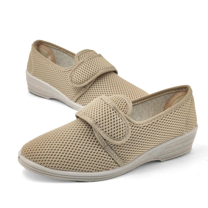 JOMIX Gesundheitsschuhe Damen Orthopädische Sandalen Sommer Weiche Keilabsatz Hallux Valgus Schuhe mit Klettverschluss Rutschfeste Hauschuhe