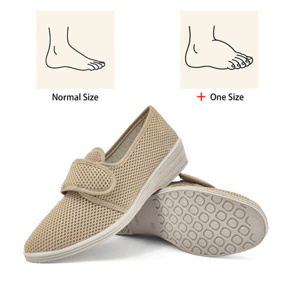 JOMIX Gesundheitsschuhe Damen Orthopädische Sandalen Sommer Weiche Keilabsatz Hallux Valgus Schuhe mit Klettverschluss Rutschfeste Hauschuhe