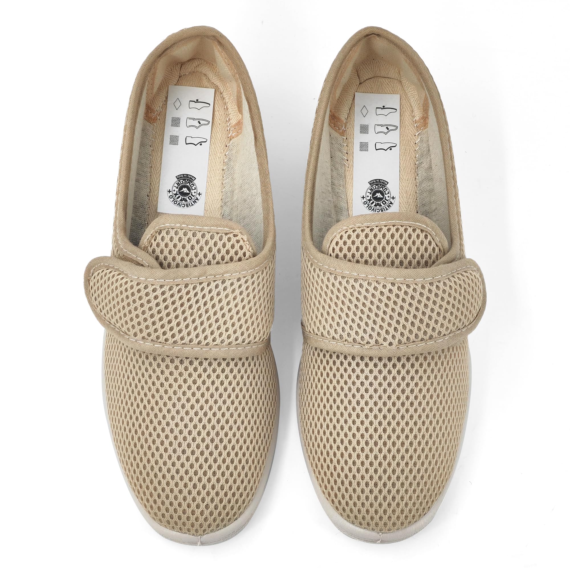 JOMIX Gesundheitsschuhe Damen Orthopädische Sandalen Sommer Weiche Keilabsatz Hallux Valgus Schuhe mit Klettverschluss Rutschfeste Hauschuhe