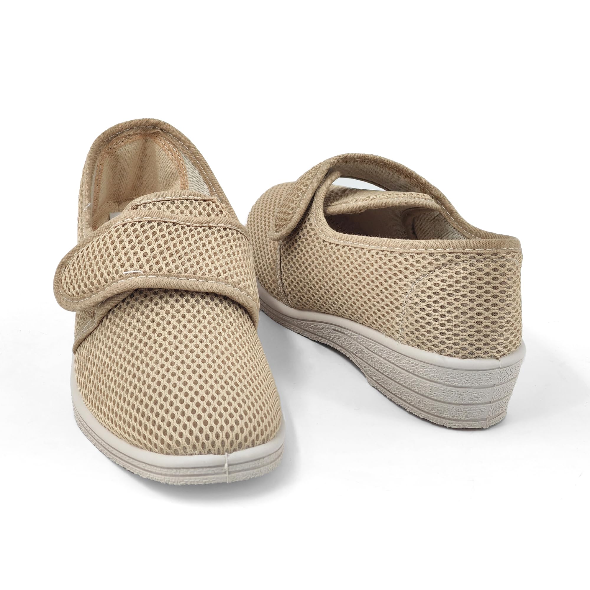 JOMIX Gesundheitsschuhe Damen Orthopädische Sandalen Sommer Weiche Keilabsatz Hallux Valgus Schuhe mit Klettverschluss Rutschfeste Hauschuhe