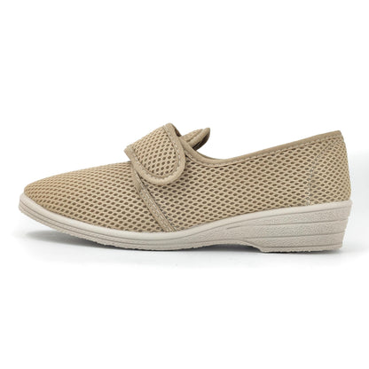 JOMIX Gesundheitsschuhe Damen Orthopädische Sandalen Sommer Weiche Keilabsatz Hallux Valgus Schuhe mit Klettverschluss Rutschfeste Hauschuhe