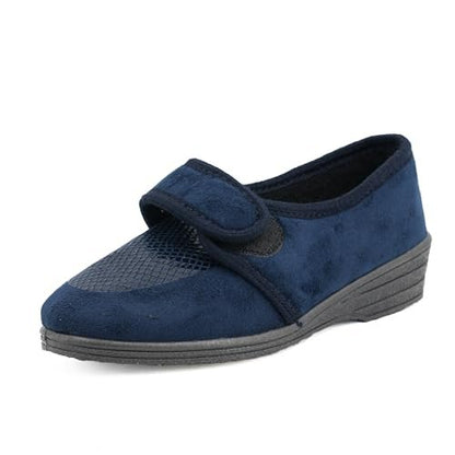 JOMIX Gesundheitsschuhe Damen Orthopädische Sandalen Weiche Keilabsatz Hallux Valgus Schuhe mit Klettverschluss Rutschfeste Hauschuhe