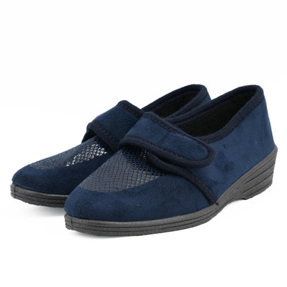 JOMIX Gesundheitsschuhe Damen Orthopädische Sandalen Weiche Keilabsatz Hallux Valgus Schuhe mit Klettverschluss Rutschfeste Hauschuhe
