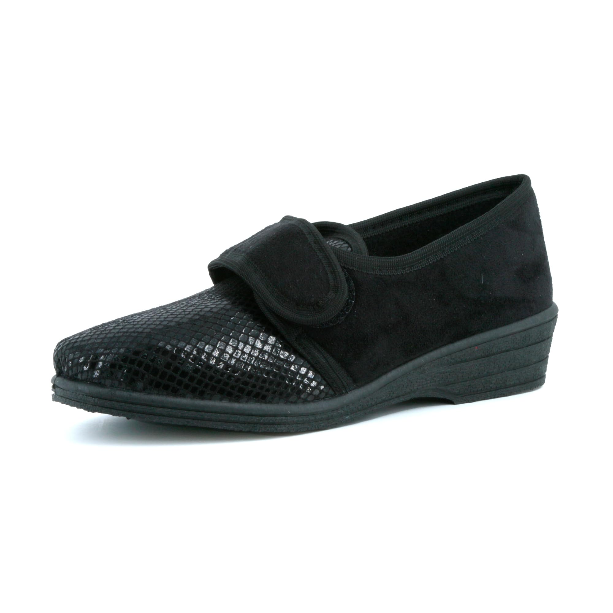JOMIX Gesundheitsschuhe Damen Orthopädische Sandalen Weiche Keilabsatz Hallux Valgus Schuhe mit Klettverschluss Rutschfeste Hauschuhe