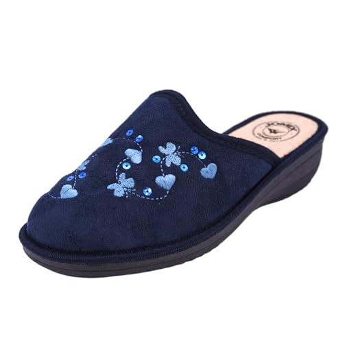 JOMIX Hausschuhe Damen Bequem Leise Pantoffeln Winter Warm Geschlossener Orthopädisch Anatomische Hausschuhe für Senioren ältere Gummisohle für Parkett Fliesen Hergestellt in Italien