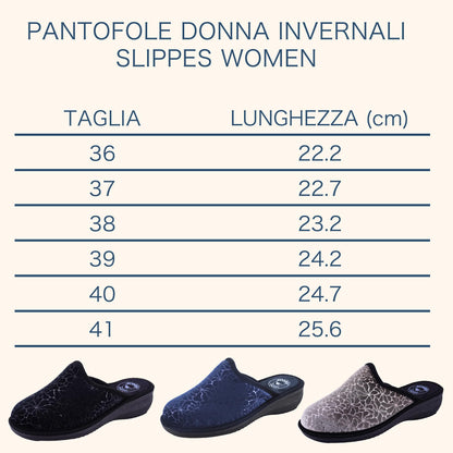 JOMIX Hausschuhe Damen mit Absatz Winter Pantoletten Bedruckte Orthopädische Made in Italy ITD2420