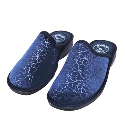 JOMIX Hausschuhe Damen mit Absatz Winter Pantoletten Bedruckte Orthopädische Made in Italy ITD2420
