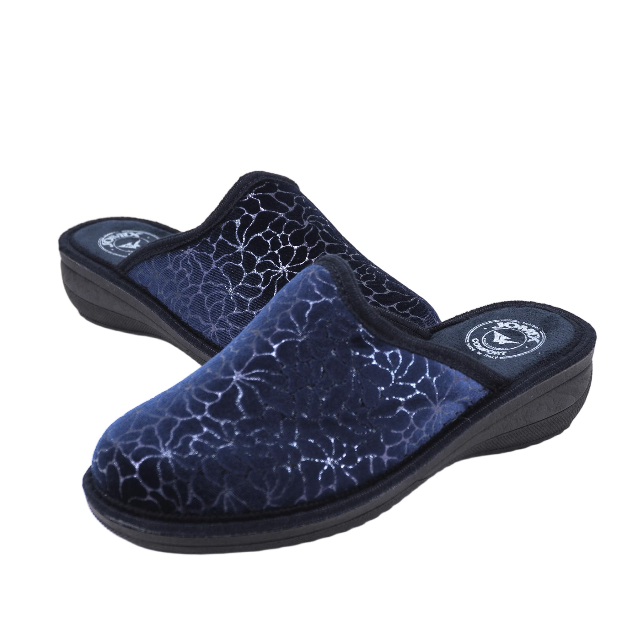 JOMIX Hausschuhe Damen mit Absatz Winter Pantoletten Bedruckte Orthopädische Made in Italy ITD2420