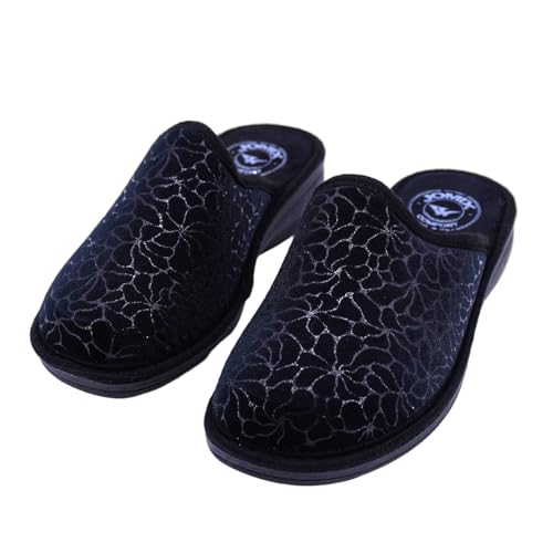 JOMIX Hausschuhe Damen mit Absatz Winter Pantoletten Bedruckte Orthopädische Made in Italy ITD2420