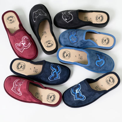 JOMIX Hausschuhe Damen Pantoletten mit Absatz Winter Bequeme Anatomische Pantoffeln Made in Italy