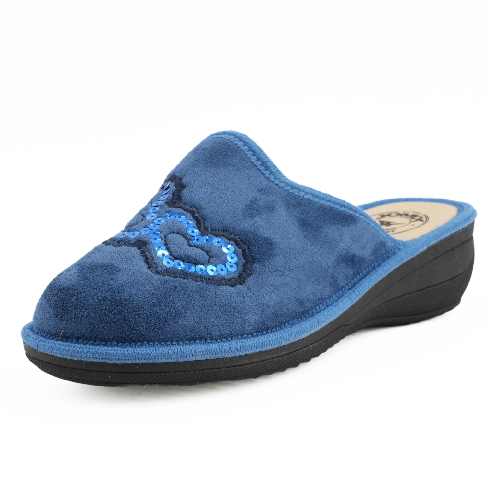 JOMIX Hausschuhe Damen Pantoletten mit Absatz Winter Bequeme Anatomische Pantoffeln Made in Italy