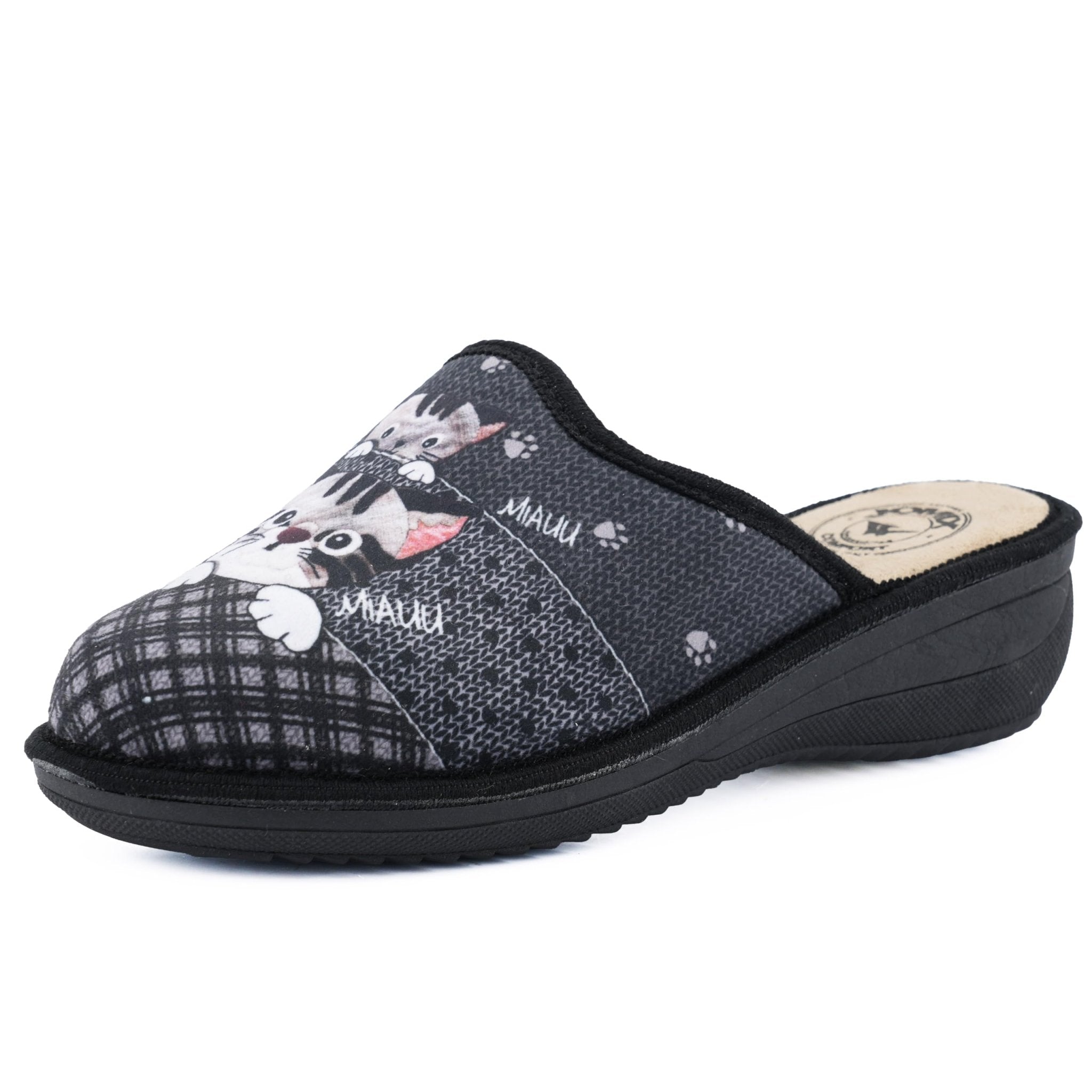 JOMIX Hausschuhe Damen Pantoletten mit Absatz Winter Bequeme Anatomische Pantoffeln Made in Italy