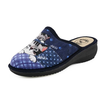 JOMIX Hausschuhe Damen Pantoletten mit Absatz Winter Bequeme Anatomische Pantoffeln Made in Italy