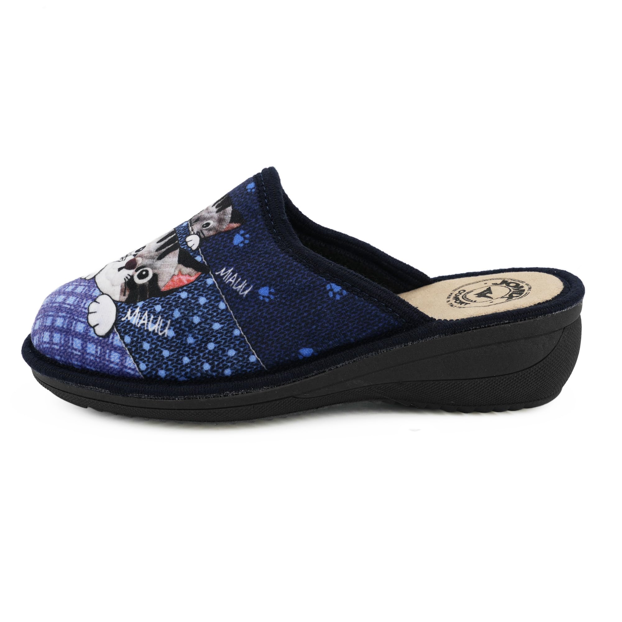 JOMIX Hausschuhe Damen Pantoletten mit Absatz Winter Bequeme Anatomische Pantoffeln Made in Italy