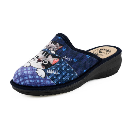 JOMIX Hausschuhe Damen Pantoletten mit Absatz Winter Bequeme Anatomische Pantoffeln Made in Italy