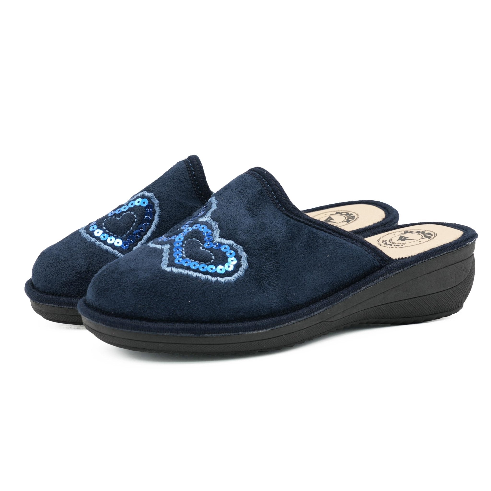 JOMIX Hausschuhe Damen Pantoletten mit Absatz Winter Bequeme Anatomische Pantoffeln Made in Italy