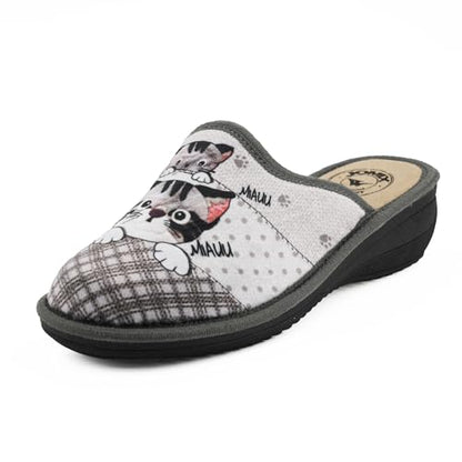 JOMIX Hausschuhe Damen Pantoletten mit Absatz Winter Bequeme Anatomische Pantoffeln Made in Italy