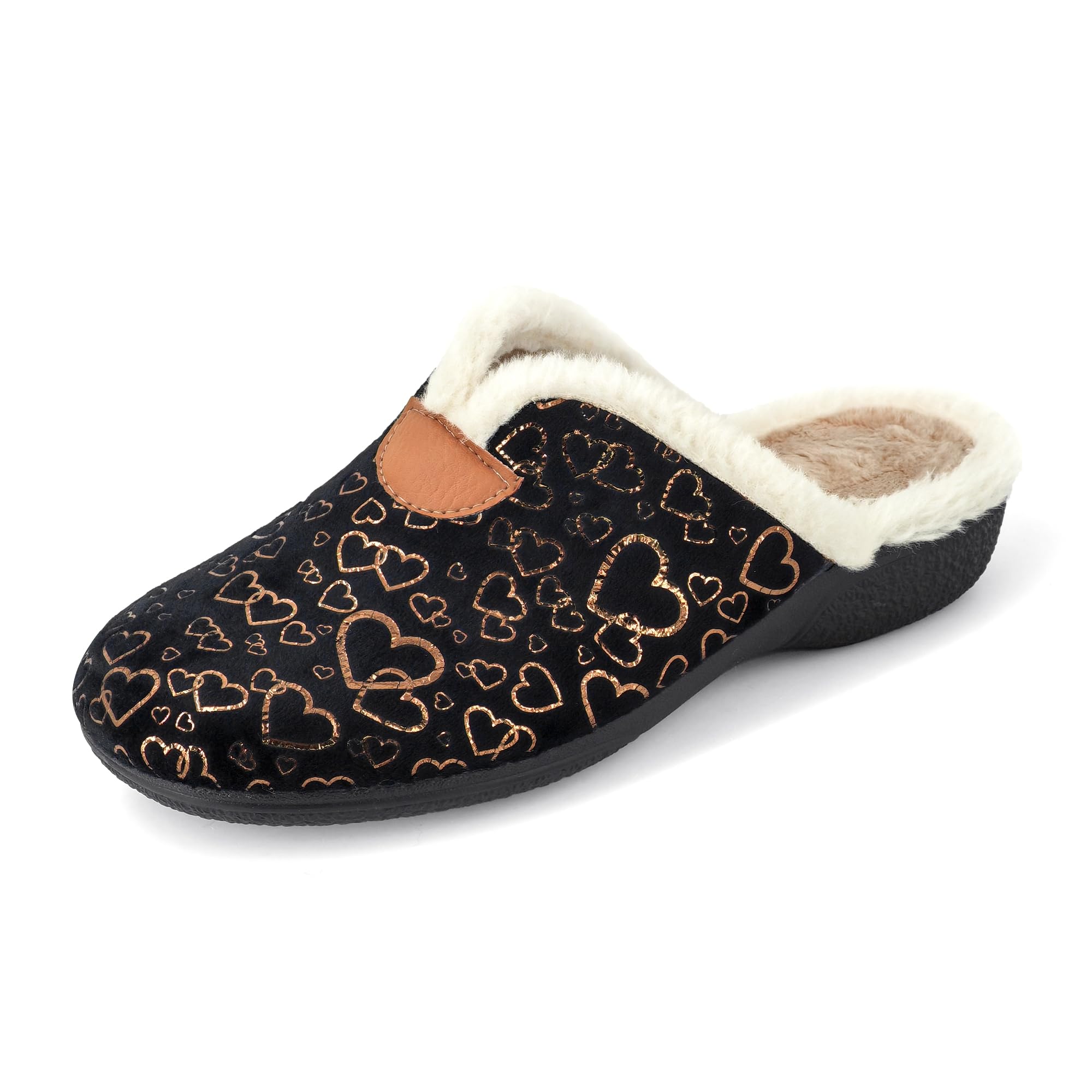 JOMIX Hausschuhe Damen Pantoletten mit Absatz Winter Bequeme Anatomische Pantoffeln Made in Spanien
