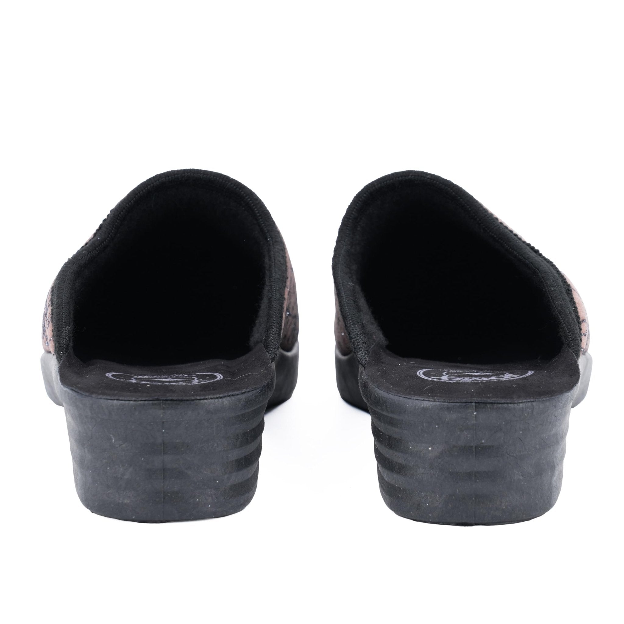 JOMIX Hausschuhe Damen Pantoletten mit Absatz Winter Bequeme Bedruckte Pantoffeln Made in Italy