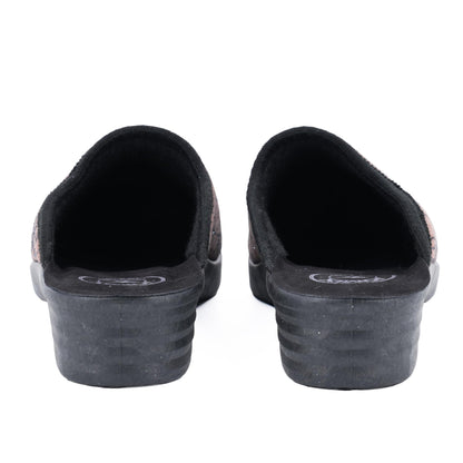JOMIX Hausschuhe Damen Pantoletten mit Absatz Winter Bequeme Bedruckte Pantoffeln Made in Italy