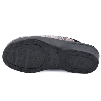 JOMIX Hausschuhe Damen Pantoletten mit Absatz Winter Bequeme Bedruckte Pantoffeln Made in Italy