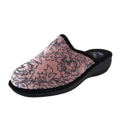 JOMIX Hausschuhe Damen Pantoletten mit Absatz Winter Bequeme Bedruckte Pantoffeln Made in Italy