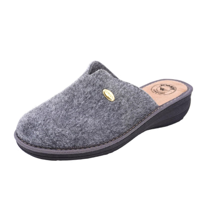 JOMIX Hausschuhe Damen Pantoletten mit Absatz Winter Bequeme Filzpantoffeln Warme Clogs Made in Italy