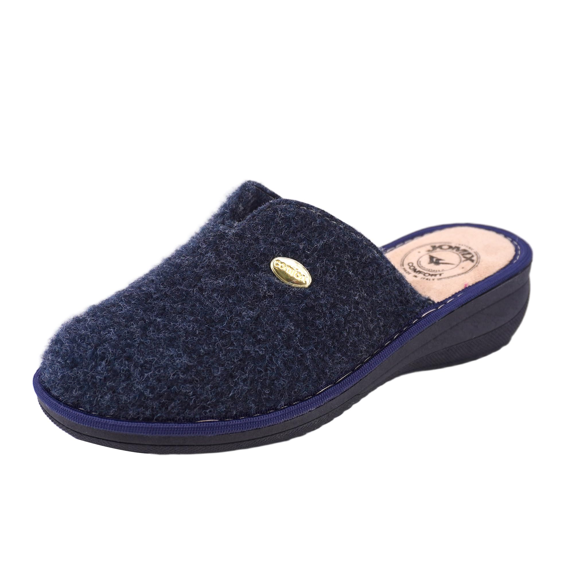 JOMIX Hausschuhe Damen Pantoletten mit Absatz Winter Bequeme Filzpantoffeln Warme Clogs Made in Italy