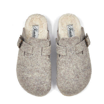 JOMIX Hausschuhe Damen Pantoletten Winter Bequeme Gefüttert Filzpantoffeln Made in Spanien