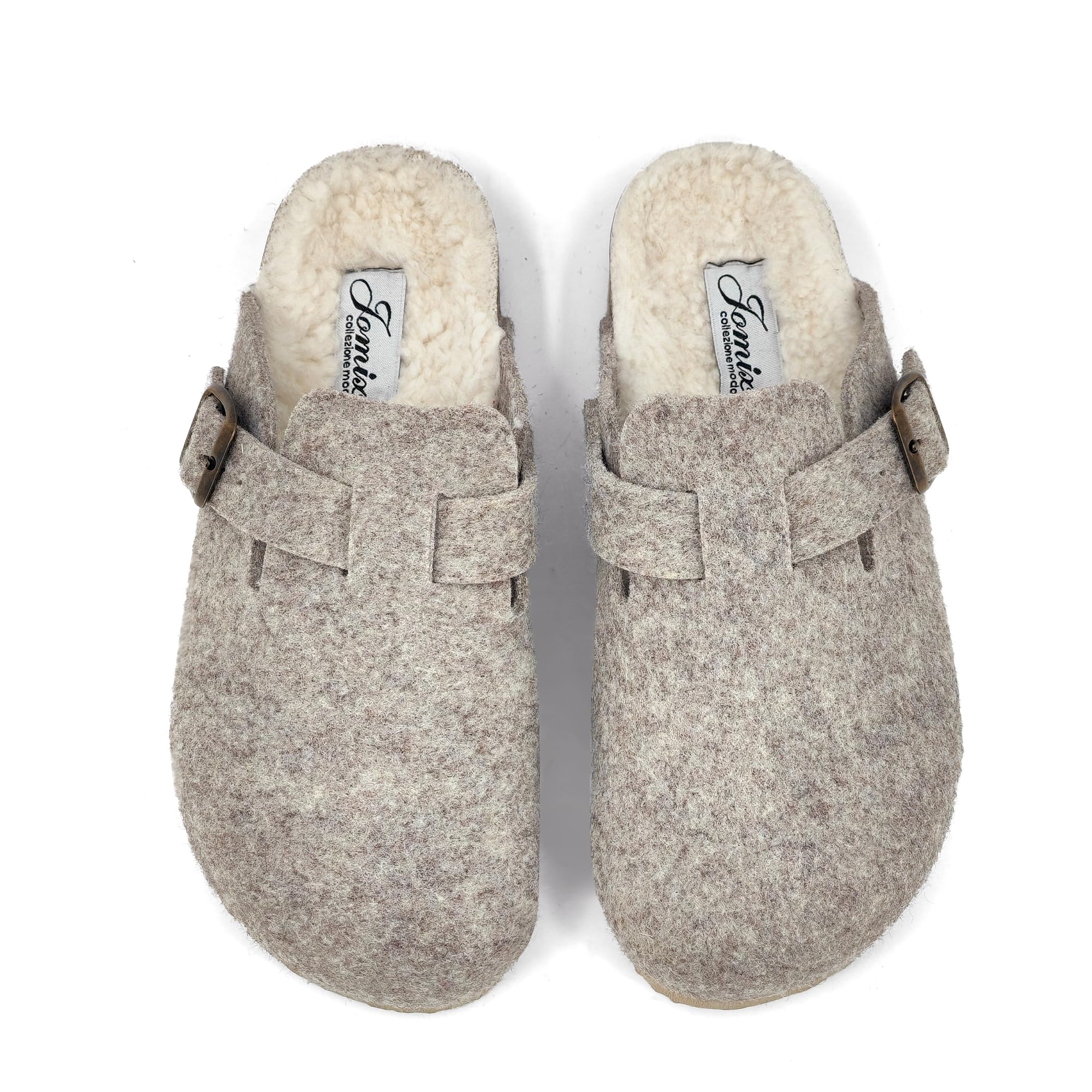 JOMIX Hausschuhe Damen Pantoletten Winter Bequeme Gefüttert Filzpantoffeln Made in Spanien