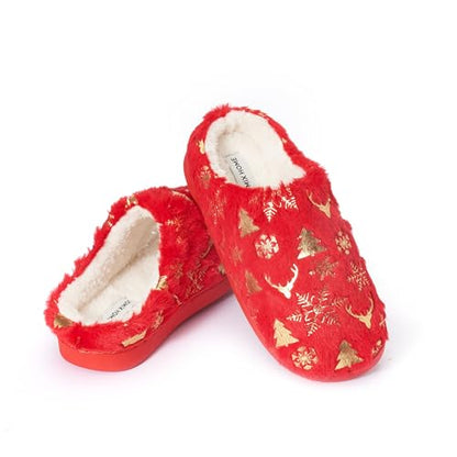 JOMIX Hausschuhe Damen Weihnachten Winter Pantoffeln Warme Gefütterte Plüsch Pantoletten mit Fußbett Rutschfeste Slippers