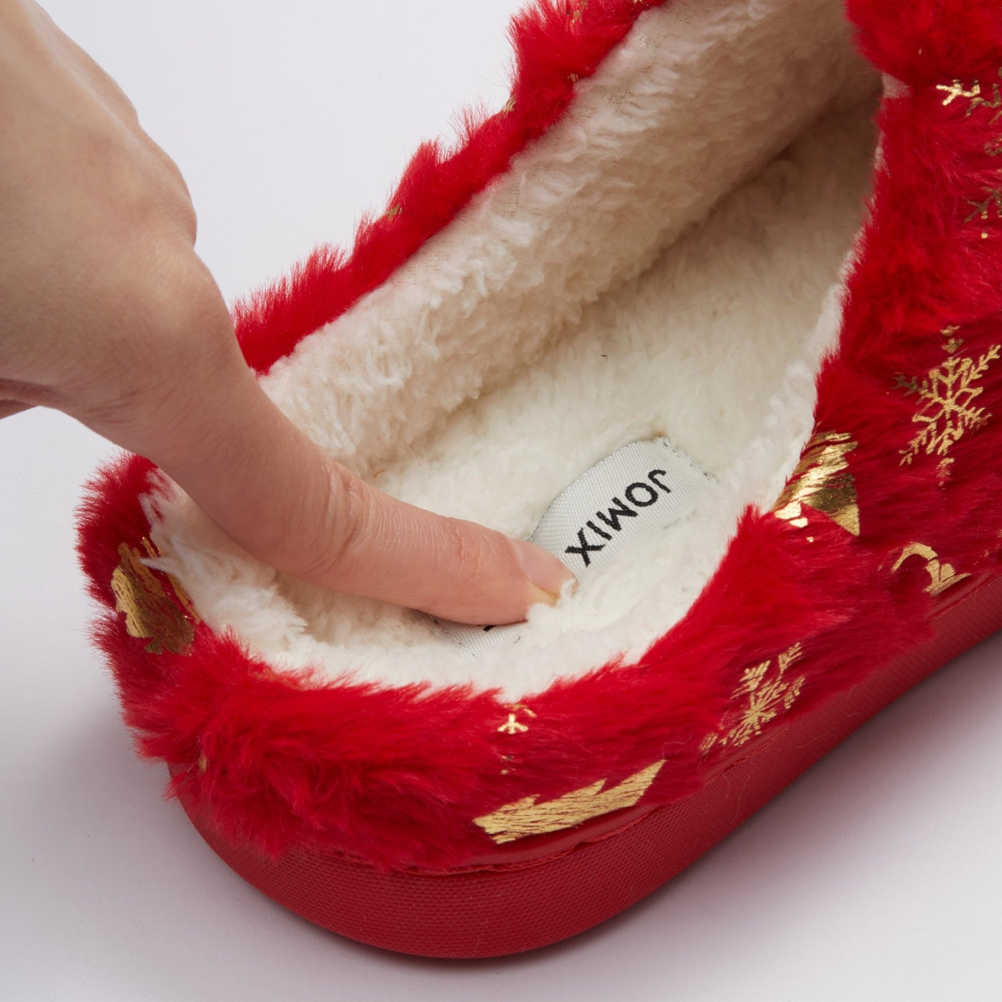 JOMIX Hausschuhe Damen Weihnachten Winter Pantoffeln Warme Gefütterte Plüsch Pantoletten mit Fußbett Rutschfeste Slippers