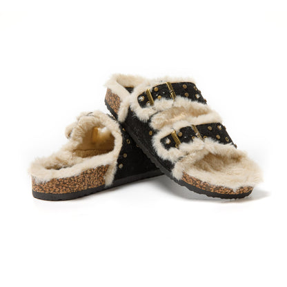 JOMIX Hausschuhe Damen Winter Bequeme Lammfell Pantoffeln Warme Flauschige Gefüttert Plüsch Puschen