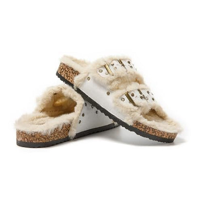 JOMIX Hausschuhe Damen Winter Bequeme Lammfell Pantoffeln Warme Flauschige Gefüttert Plüsch Puschen