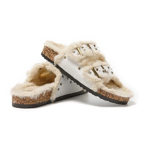 JOMIX Hausschuhe Damen Winter Bequeme Lammfell Pantoffeln Warme Flauschige Gefüttert Plüsch Puschen