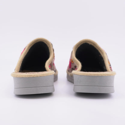 JOMIX Hausschuhe Damen Winter Gefüttert Rutschfest Geschlossene Pantoffeln Hausclogs mit offener Ferse Mules Plüsch Flauschiger Leichte Leise Sohle Leo - Print Made in Italy