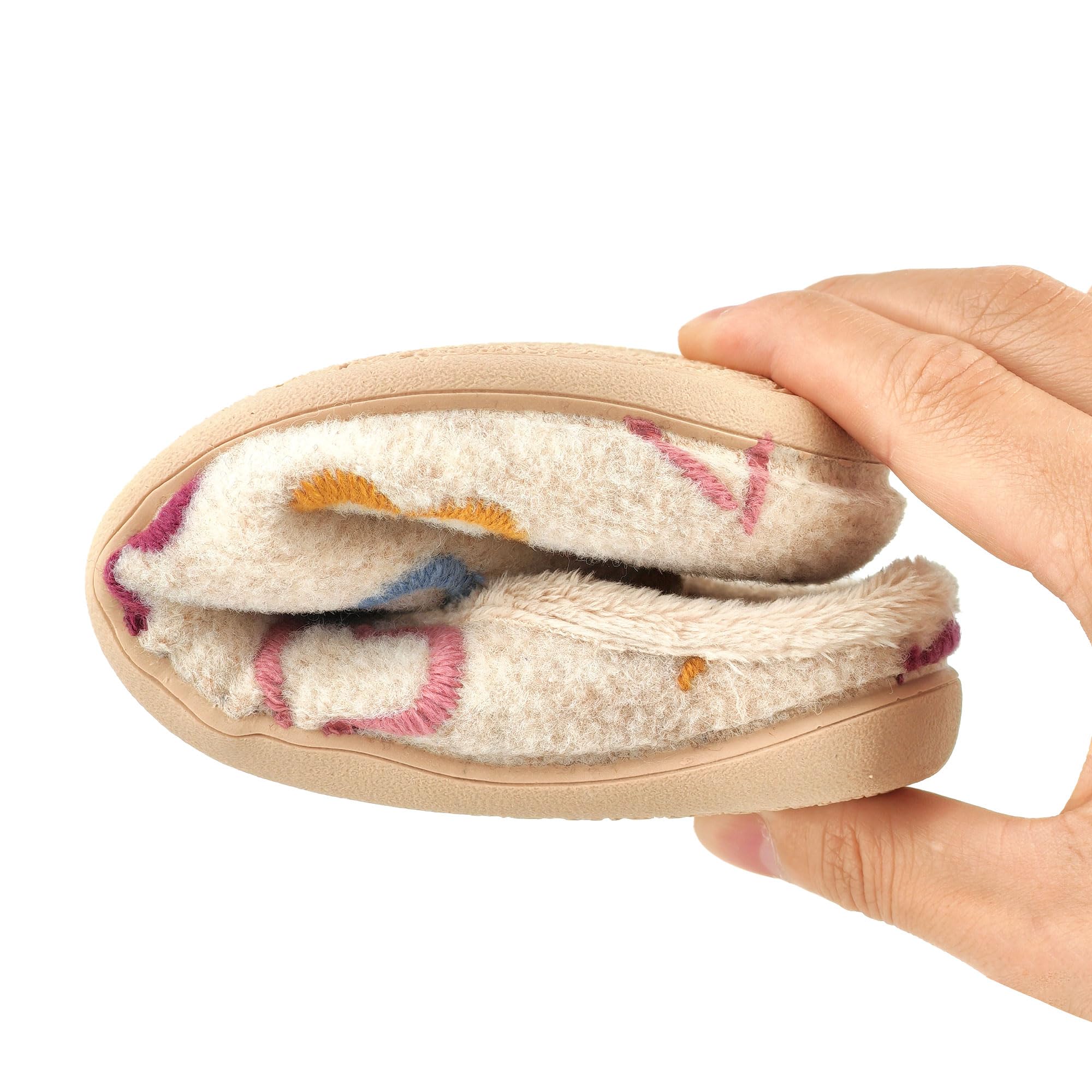 JOMIX Hausschuhe Damen Winter Gefütterte Pantoffeln Warme Plüsch Slippers Rutschfeste Puschen mit Fußbett