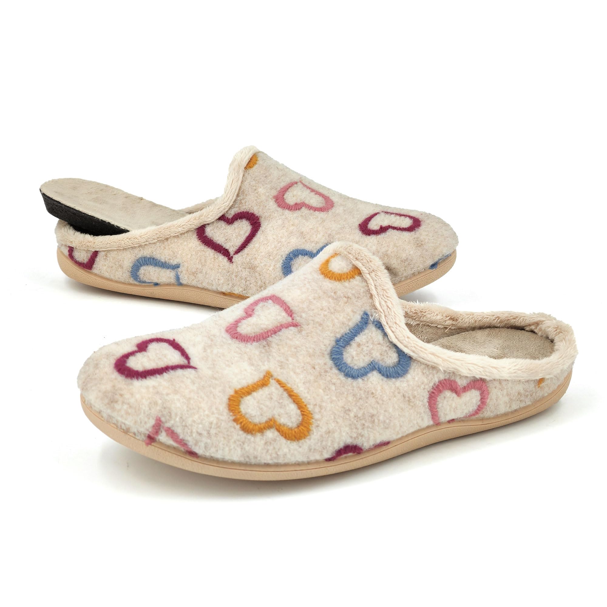 JOMIX Hausschuhe Damen Winter Gefütterte Pantoffeln Warme Plüsch Slippers Rutschfeste Puschen mit Fußbett