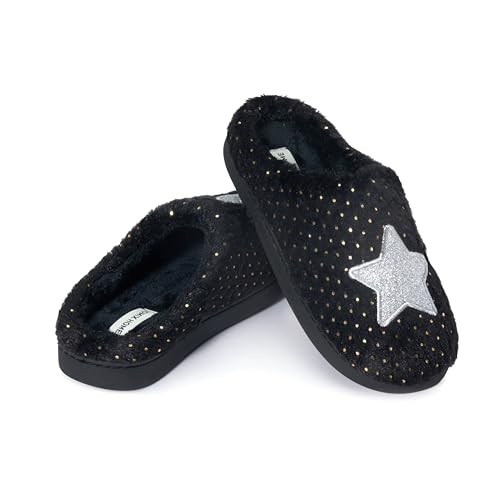 JOMIX Hausschuhe Damen Winter Pantoffeln mit Herzen Warme Schlappen mit Stern Gefütterte Plüsch Pantoletten mit Fußbett Rutschfeste Slippers