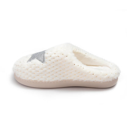 JOMIX Hausschuhe Damen Winter Pantoffeln mit Herzen Warme Schlappen mit Stern Gefütterte Plüsch Pantoletten mit Fußbett Rutschfeste Slippers