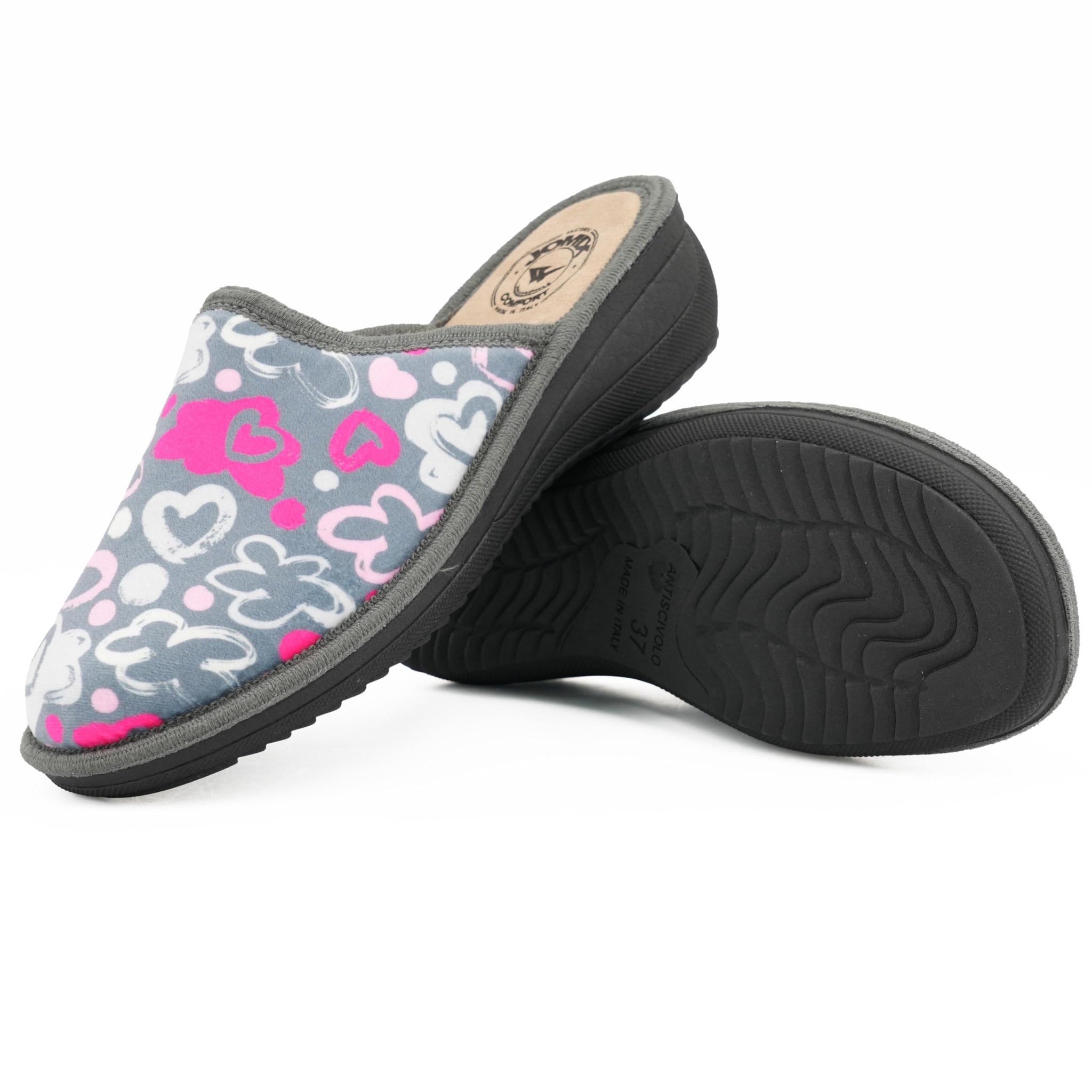 JOMIX Hausschuhe Damen Winter Pantoffeln Warme Gefütterte Pantoletten mit Fußbett Plüsch Slippers Rutschfest