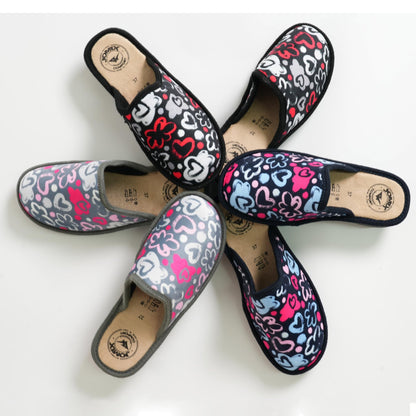 JOMIX Hausschuhe Damen Winter Pantoffeln Warme Gefütterte Pantoletten mit Fußbett Plüsch Slippers Rutschfest