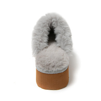 JOMIX Hausschuhe Damen Winter Plateau Pantoletten Pantoffeln Plüsch Clogs Bequeme Kork Fußbett Outdoor Slippers